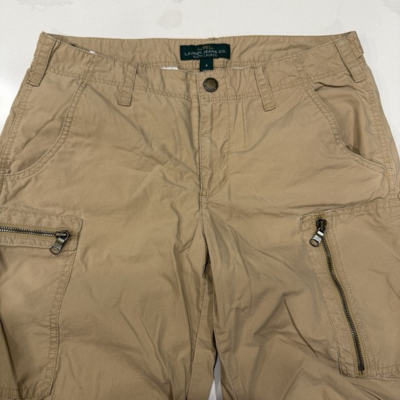 Lauren Ralph Lauren Cargo Pants Womens 8 Tan Ankle Length‎ Pockets Hiking Travel - Picture 2 of 16